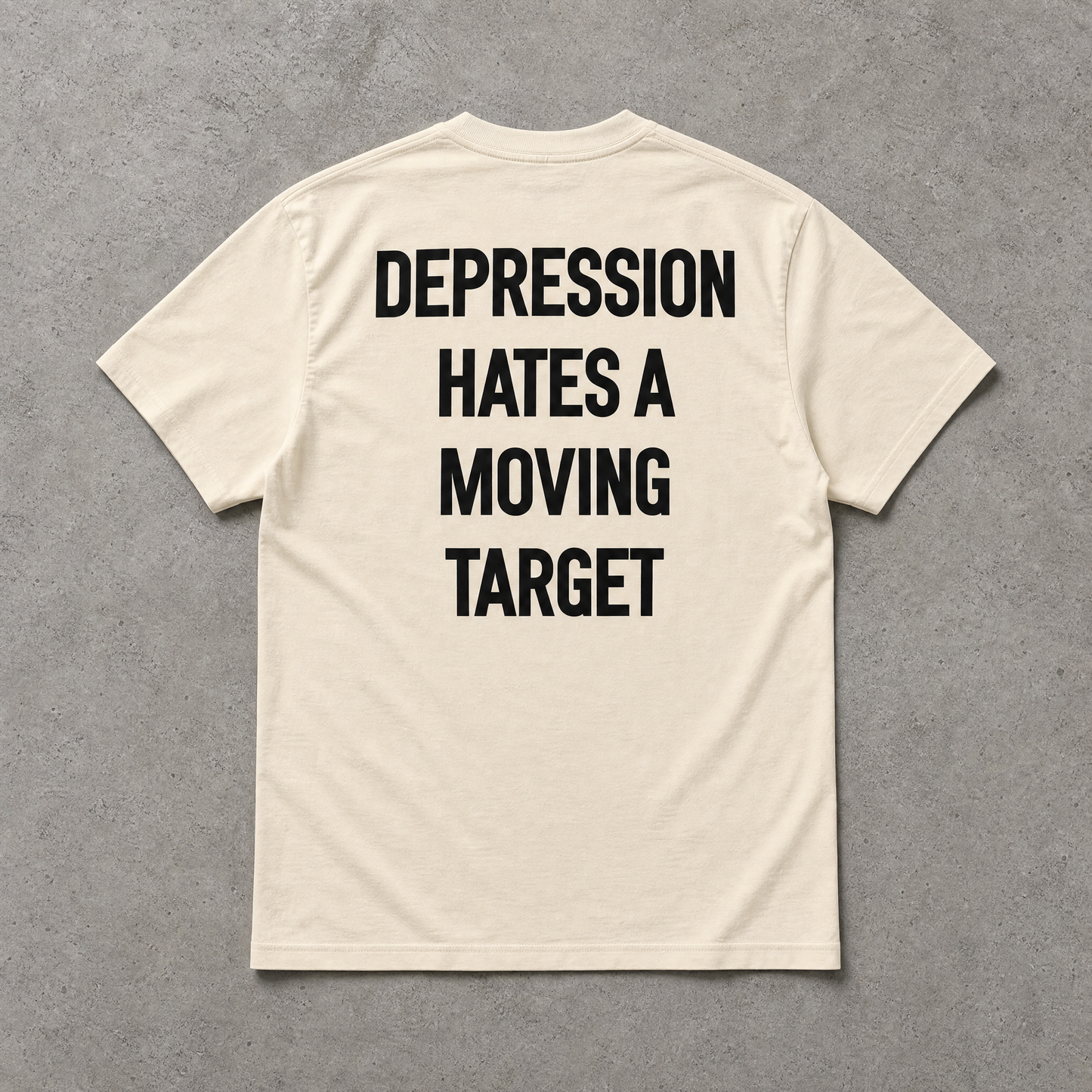 Depression Hates A Moving Target T-Shirt (Vintage White)