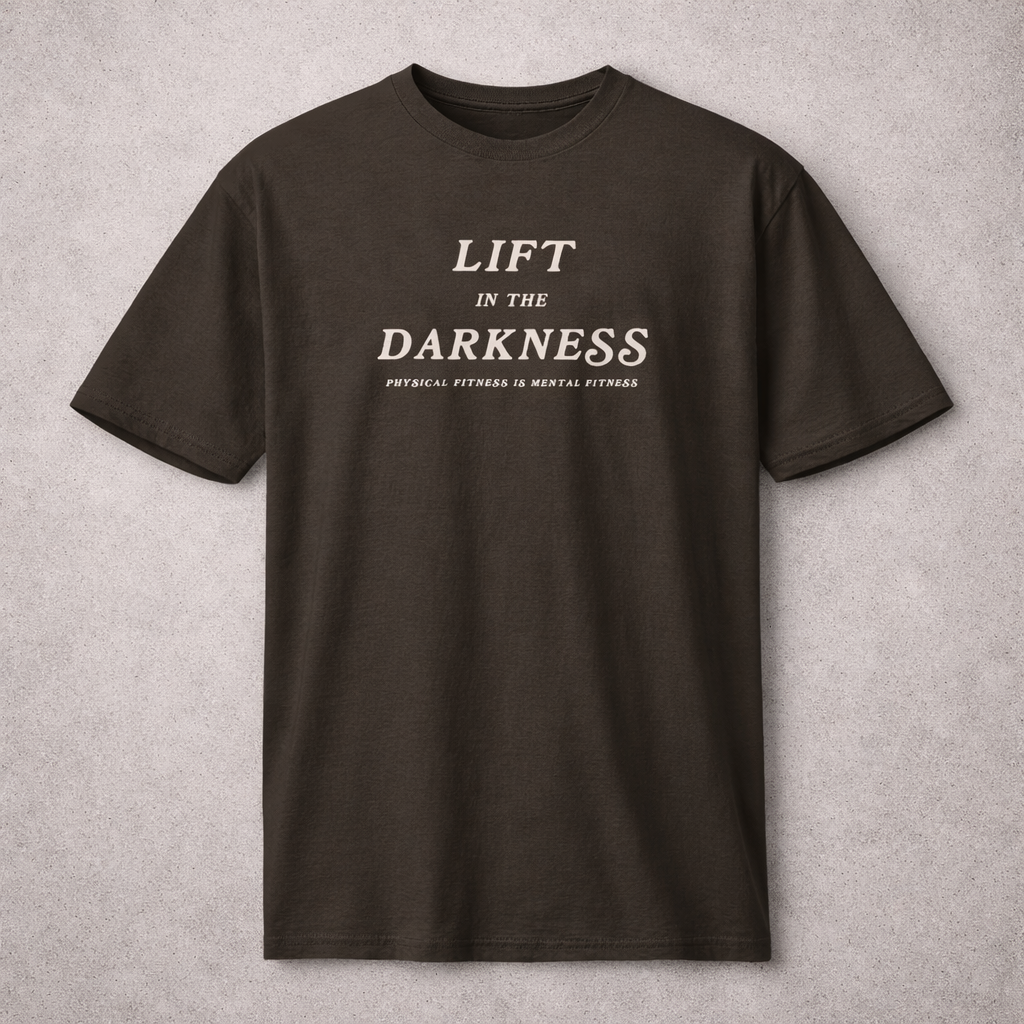 Vintage black t-shirt with 'Lift in the Darkness' text