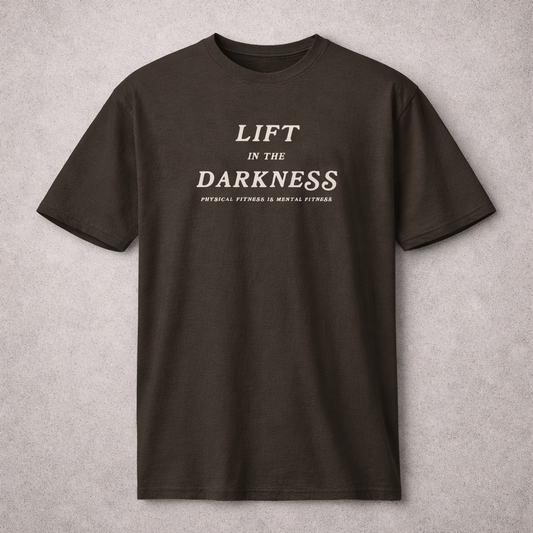 Vintage black t-shirt with 'Lift in the Darkness' text