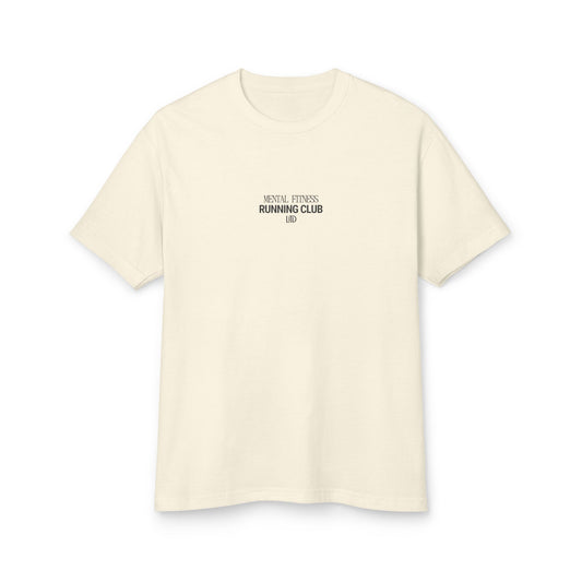 Beige t-shirt with text on a white background